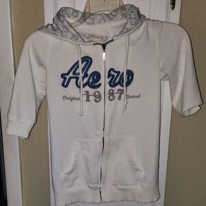 Women's Aeropostale White And Grey Zip Up Hoodie. Size Medium.